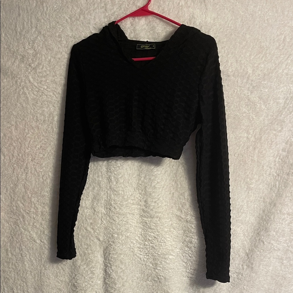 Black Textured Women's Crop Top